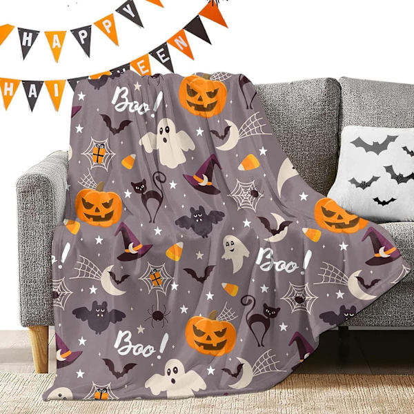 Halloween-teppe - Flaggermus Spøkelse Gresskar Teppe - Koselig Halloween-dekorasjon for Fest Sofa Seng Stue 50\"x60\" style-5
