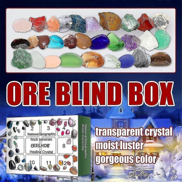 Julkalender med Blind Box 12 Dagar Nedräkning Julkalender Läkande Sten Marmor Present -NMAOV