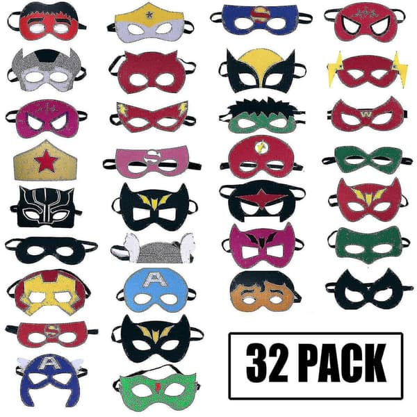Superhjälte Masker Kalasleksaker För Barn (32-pack) Filt Och Elastisk--