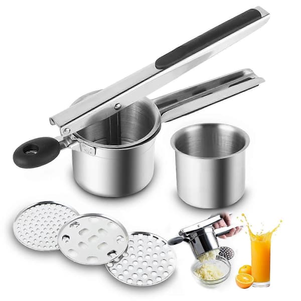 Potatispress, Spaghettiispress, Spätzlepress med 3 hålskivor, Potatisstöt