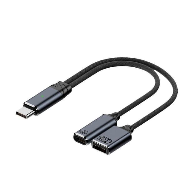 USB-C OTG-kabel med PD-laddningsport, 2-i-1 Grå