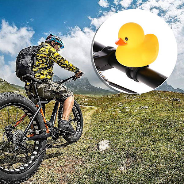 Liten gul anka cykelklocka strålkastare mountainbike styre tecknad ring