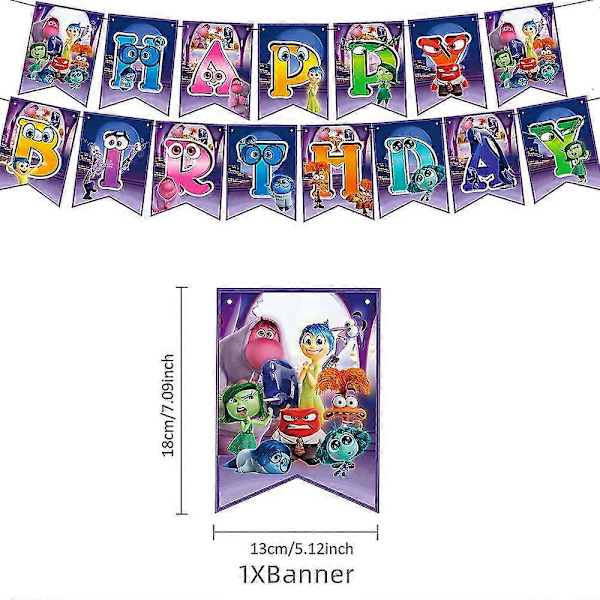 Inside Out 2 Børnefødselsdag Dekorationer Balloner Banner Kage Toppers Forbrugsvarer Kit