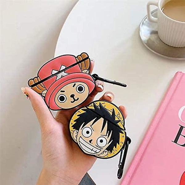 Airpods 1/2-fodral, Kreativ One Piece-karaktärhatt Monkey D. Luffy Airpods-fodral, Snyggt Silikon Öronproppsskyddsskinn för Airpods 1/2 +krok