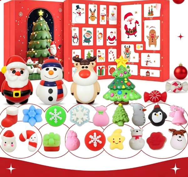 24 dages julekalender blind boks, jule-tema squishy fidget legetøjssæt, julegave til børn, 2026 ny