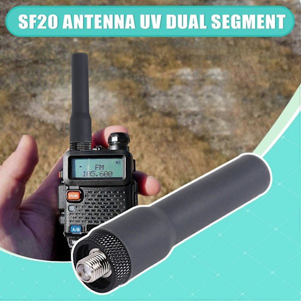 Walkie Talkie Mjuk Antenn -20 Mini Kort Aerial SMA-F Dubbelbands VHF UHF för UV-K6 UV-21 UV-17 UV-1