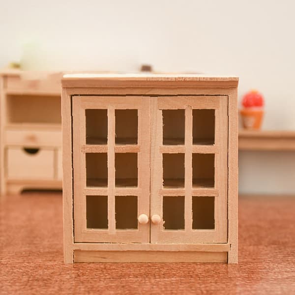 Omålad dockhus miniatyr möbler dockhus möbler dekor display skåp för kök