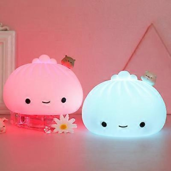 Dumpling Natlampe - USB Silikonlampe, 7 Farveskiftende til Drenge & Piger