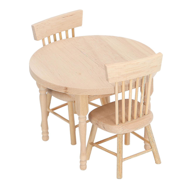 Retro Design Dockhusmatsal Set 1:12 Skala Miniatyr Rund Bord och Stol Möbler