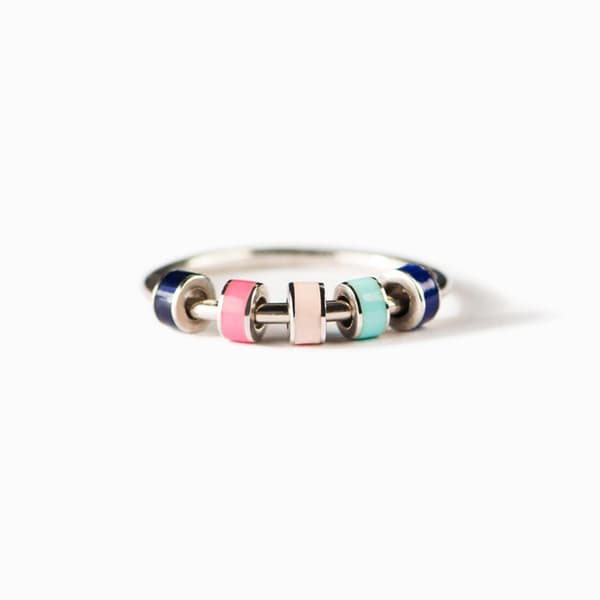 Fidgetringar för ångest Spinner Ring Anti Stress Ring Snurrande med Platta Pärlor
