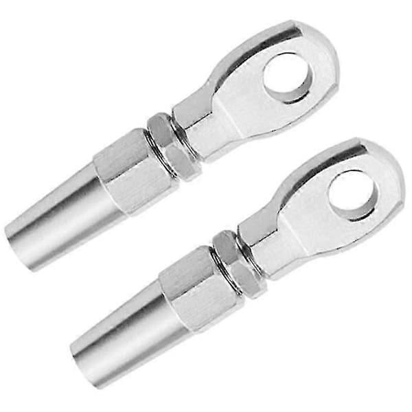 2 stk. Marine Grade 316 Rustfrit Stål Swageless Øjeterminal Wire Kabel Reb Gør-det-selv Montering Rigging Har