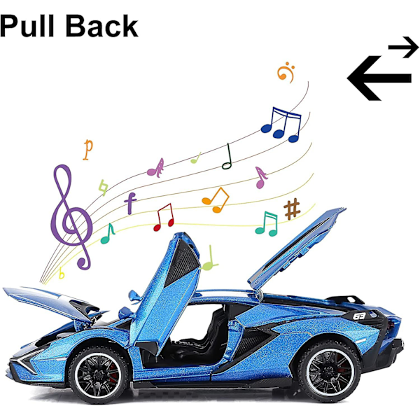 Leikkiautot Lambo Sian Fkp3 Metallimalliauto Valoilla Ja Äänellä Vetoauto Leikkiauto Pojille 3+ Vuotta (sininen)