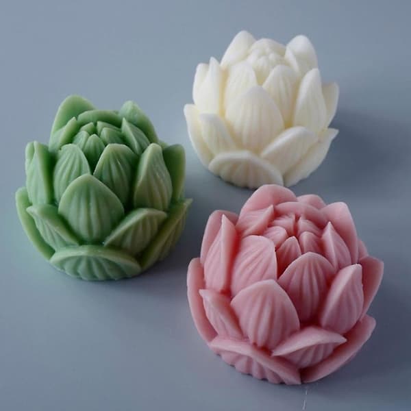 Aromaterapi Lys Silikonform 3D Lotusblomstform Såpe Silikonform DIY HFMQV