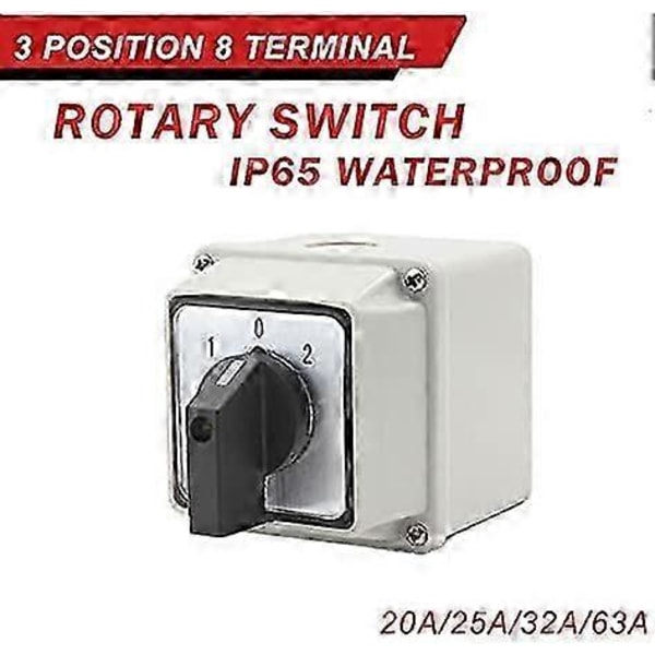 Växelswitch 3 Positioner 8 Skruvterminaler Rotera Kam Växelswitch
