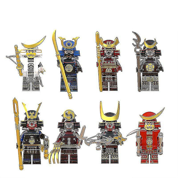 8 stk Byggeklosser Minifigur Japansk Samurai Figur Wm6090