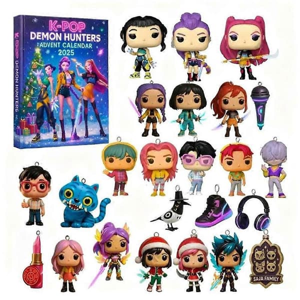 24 dagar av jul Demon Hunter Blind Box Kalender - 2D platta hängen, koreansk våg samlarobjekt julkalender