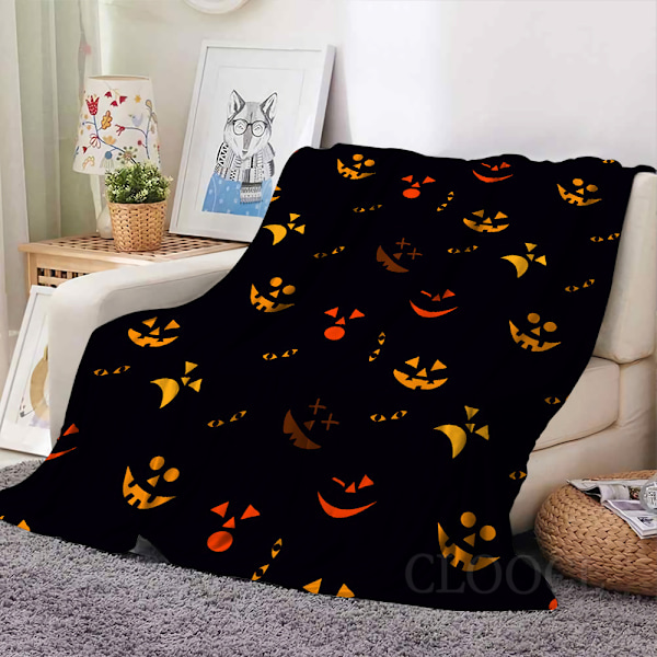 Halloween-teppe - Flanellteppe 3D-mønster Trick or Treat Gresskar Spøkelse 50\"x60\" - For Fest Sofa Seng Stue Stil 3