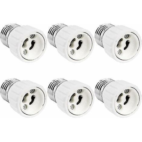 E27 till GU10 Adapter, 220v, E27 GU10 Adapter Socket Konverter för LED-lampa, Halogen och CFL-lampa, Keramisk Adapter, 6-pack