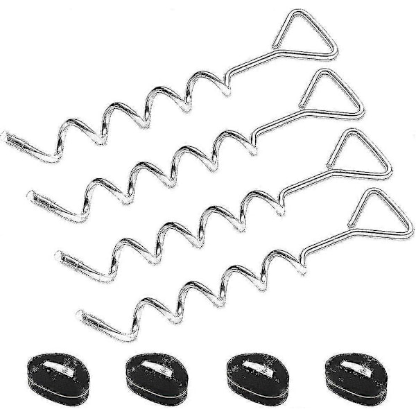 4 Sett Kraftige Trampolineanker Jordanker Kit - Rustfritt Galvanisert Stål Anker For Trampoline Hage Camp Huske Med 4 Sterke Stropper
