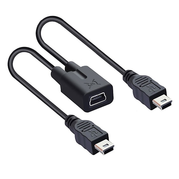 U2-069-tc004 Mini USB 2.0 Hun USB DC 5V til Dobbelt Mini USB 5-polet Han Splitter Forlænger Opladningskabel