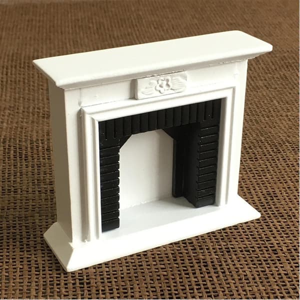 1:12 Dockhus Miniatyr Möbler Simulering Vit Öppen Spis Mini