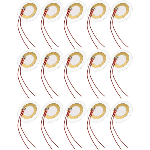 15 stk. 35mm Piezo Diske, Akustisk Pickup Piezo Disk Element Sensor Piezo Pickup Transducer Fortrådet