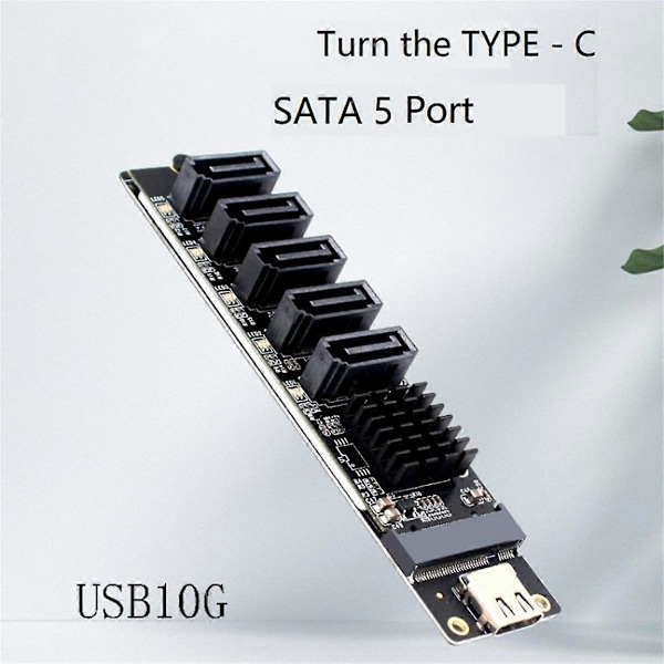 TYPE-C - SATA3.0 5 Portin Adapterimuunninkortti 6Gbps USB10G JM575+JMS580 SATA SSD HDD -laajennukseen