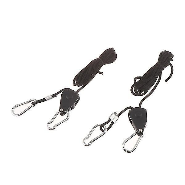 2 stk. 1/8\" Justerbare Grow Light Ratchet Rope Hængere til Grow Li Sort One Size