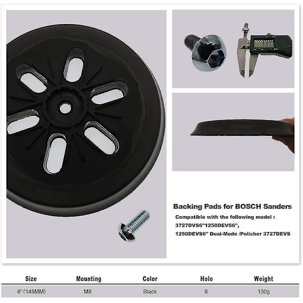 150mm Slipeskive for Bosch Gex 150 Ac, Pex 15 Ae, Gex 150 Turbo 150mm Tilfeldig Orbital Sander