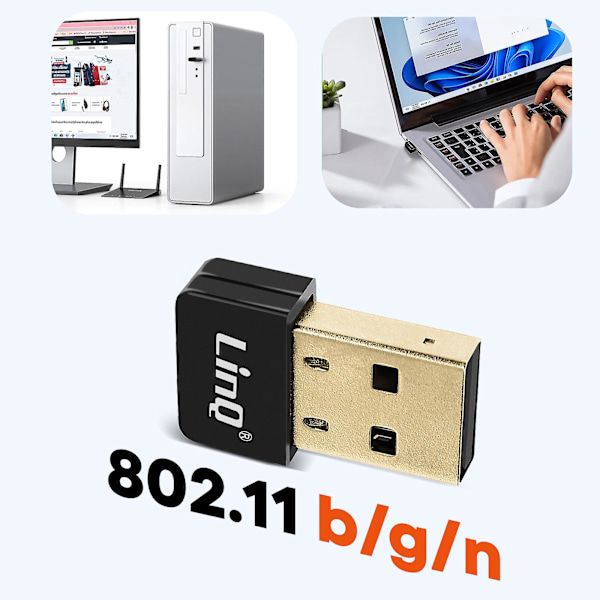 USB WiFi Stick 150Mbps Netværksadapter Ultra-kompakt LinQ Sort
