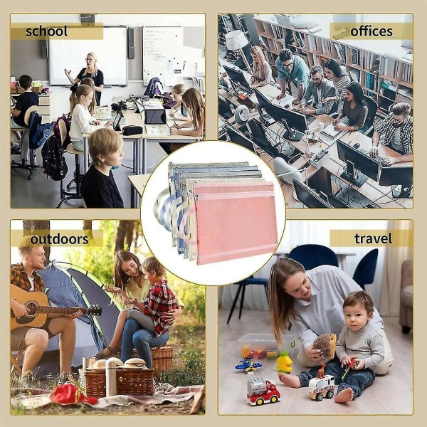10 Pakk Fargede Dobbeltlags Mesh Glidelåsposer, Byggeklosser Sett Oppbevaring & Organisering 5stk A4+5stk A5