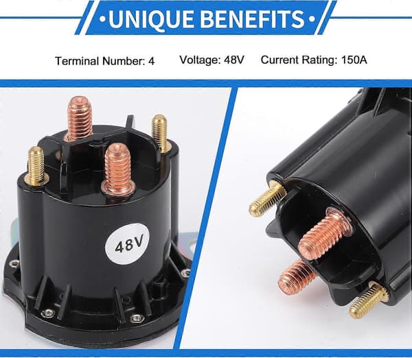 Golfvogn Solenoid Relæ til EZGO RXV Elektrisk 2008up 48V 150A 4 Terminal Relæ