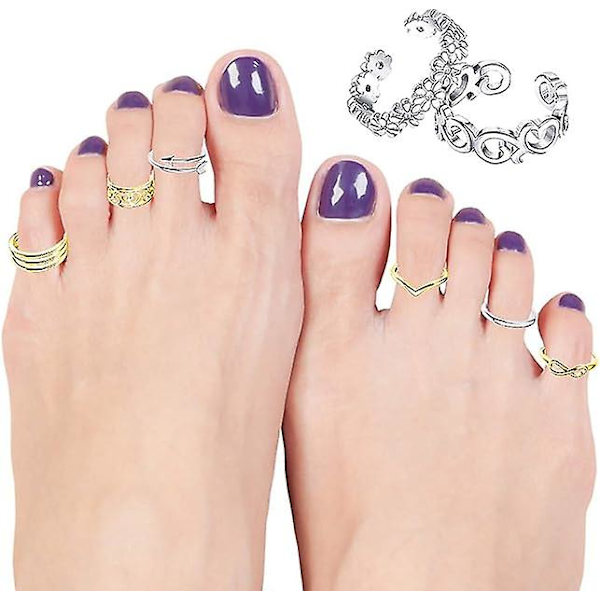 8 stk Tåringer til Kvinner Gull, Justerbar Åpen Ring Knuckle Ring og Hale Ring Gave Smykker