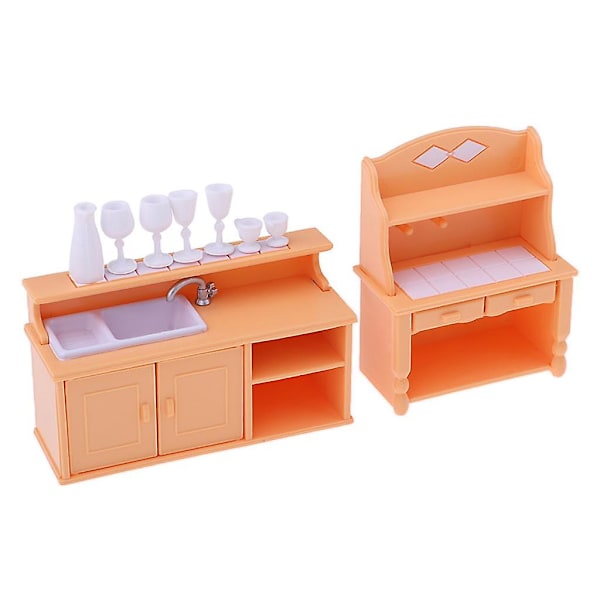 1/12 skala dockhus miniatyrmöbler  Delxue kök set orange