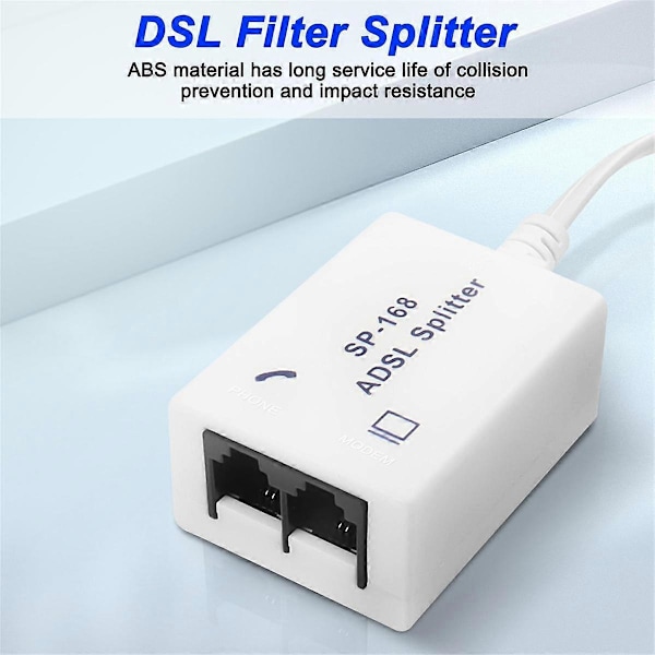 2 stk. DSL Filter Splitter ADSL Splitter til Telefonlinje Han til 2 Hun RJ11 6P4C/6P2C Telefon Mod