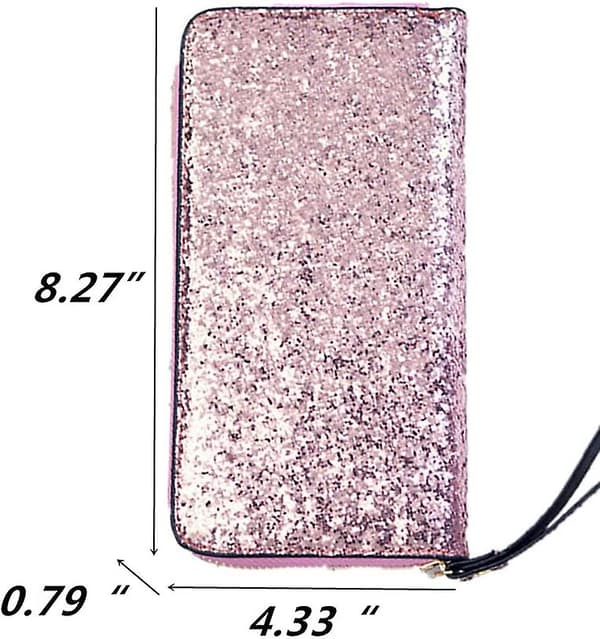 Kvinders Sequined Pung Casual 2-fold Lang Møntpung (sort)