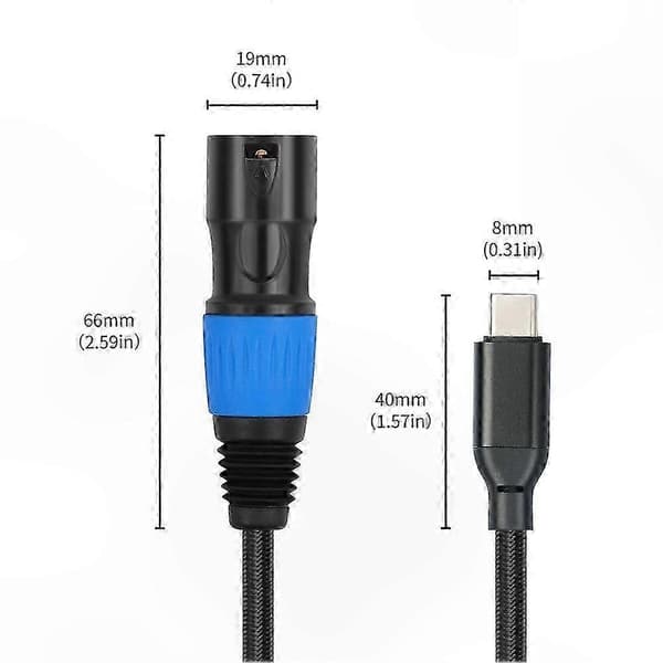 XLR 3-Pin Han til USB-C Kabel til o Enheder - 1M Længde