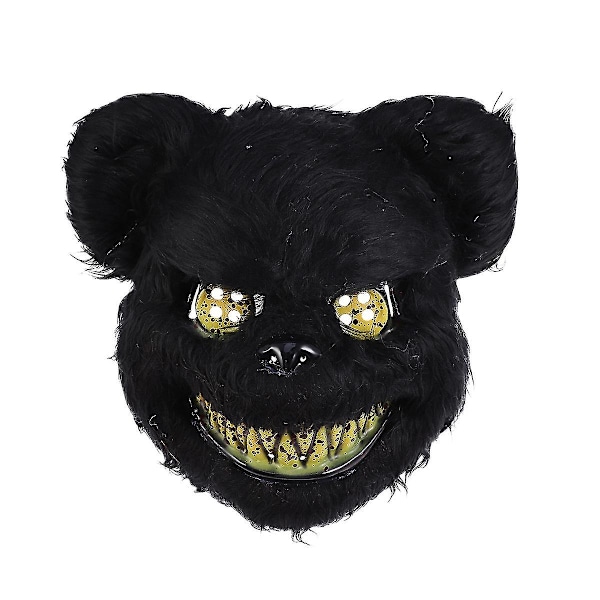 Scary Bloody Bear Mask Costume Prop Mask Dress-up Accessory For Halloween Masquerade Cosply Costume Party Performance (black)