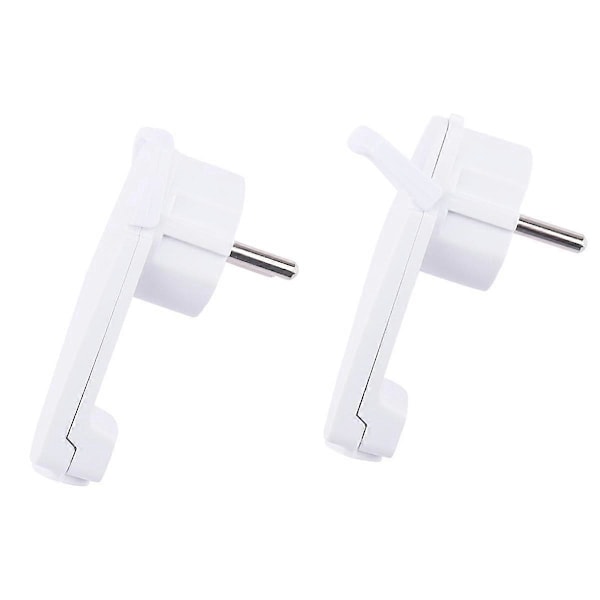 2 stk. Hvit Schuko Vinkelplugg Flat, Schuko Flat Plugg 250 V (16 A), Schuko Plugg, Schuko Plugg Flat, E