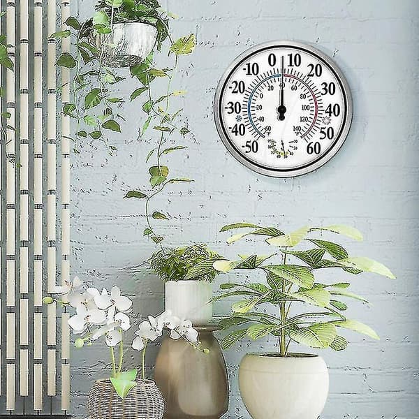 12\" Utendørs Termometer - Store Siffer Trådløst Innendørs Utendørs Termometer - 2 i 1 Termometer Hygrometer - Veggmontert Hygrometer Termometer