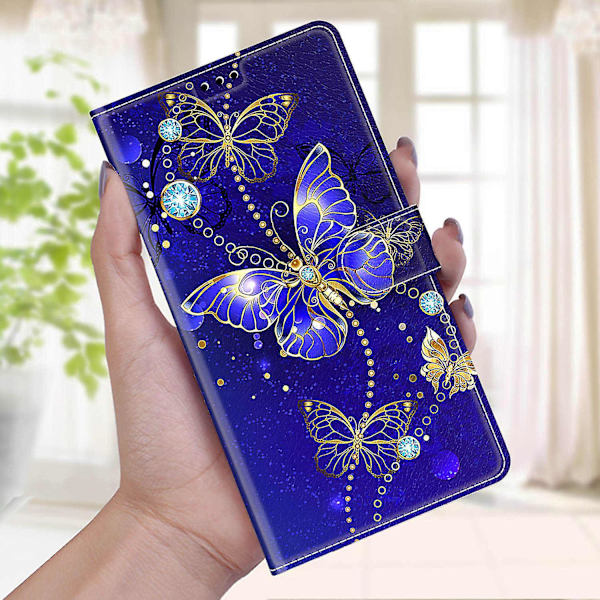 Yhteensopiva Samsung Galaxy A12 Sininen Perhonen Magneettinen Puhelimen Kotelo