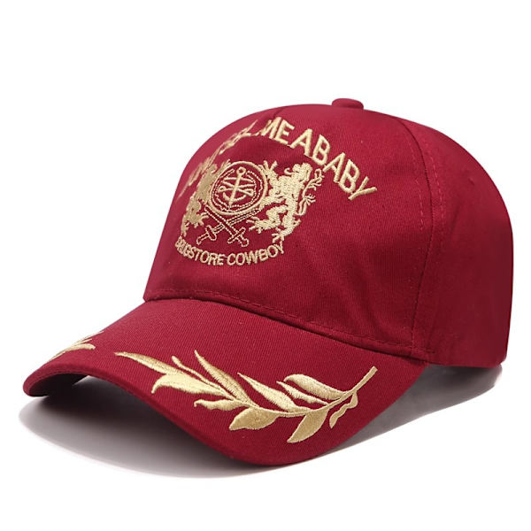 Herr Sommar Vete Spik Broderad Baseball Cap Kvinna Casual Dubbel Lejon Anka Tunga Hatt Utomhus Solskydd Solhatt Röd