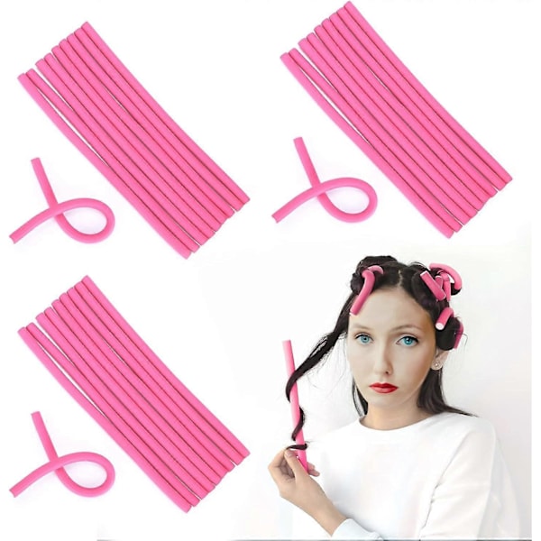 30 Stykker Fleksible Krølleruller, Hår Uden Varme eller Skade Skum Twistede Hårruller Hårkrøllere til Krøller DIY Styling Piger