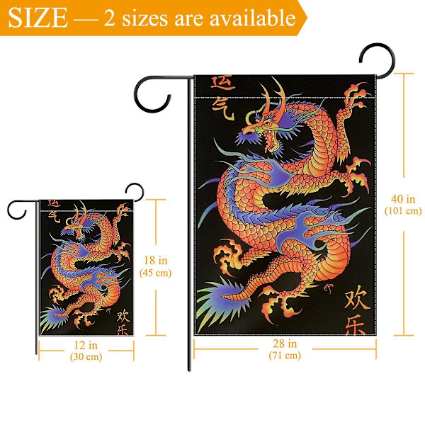 Asiatisk drake 30x45cm Vacker trädgårdsflagga Små trädgårdsflaggor Gård Dekoration Utomhus Present Banner