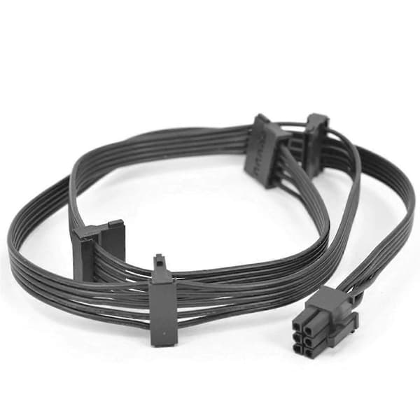 PCIe 6-pin 1 til 4 SATA 15-pin strømforsyningskabel