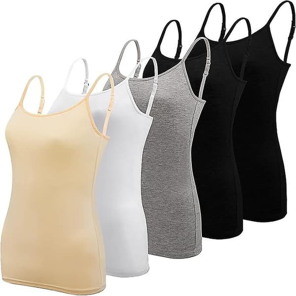 5 st basic camisole justerbar camisole spaghetti rem tank top för kvinnor och flickor (stor
