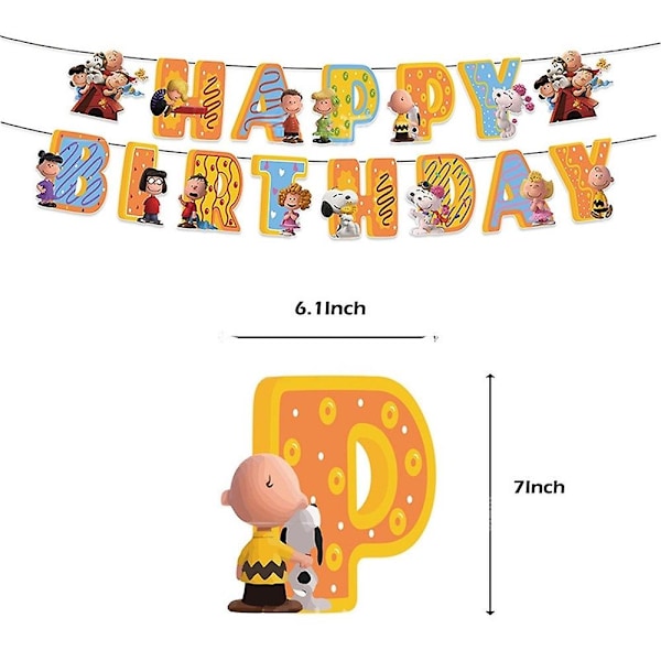 Snoopy Tema Fødselsdagsfest Tilbehørssæt Inkluderer Banner Kage Cupcake Topper Balloner Sæt Dekoration