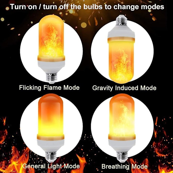 2 stk LED Flamme Lyspære Flamme Lampe 5W E27 Sokkel Flimrende Flamme Lyspære Dekorativ Atmosfære Lamper