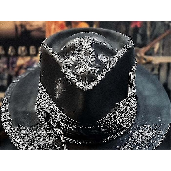 Cowboyhatt for menn i punkstil - Western cowboyhatt med dødningehode