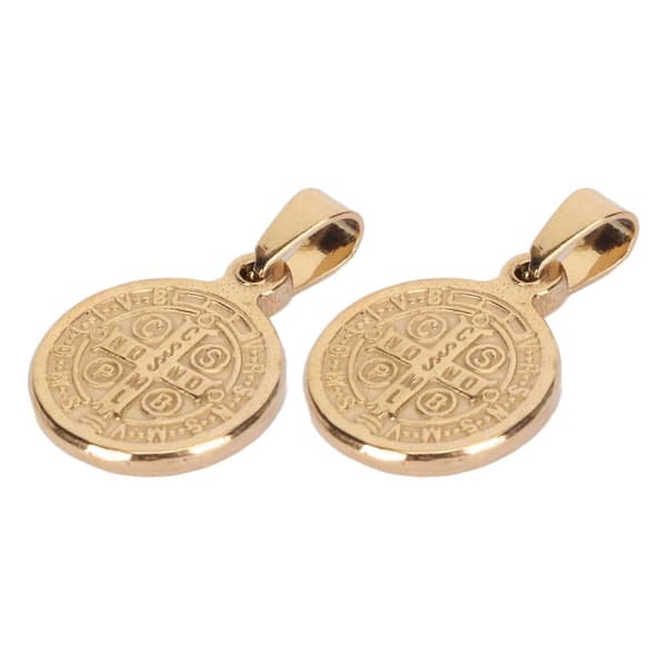 2 STK Saint Classic Rustfritt Stål Rund Rustsikker St Benedict Anheng Smykker for Menn Kvinner